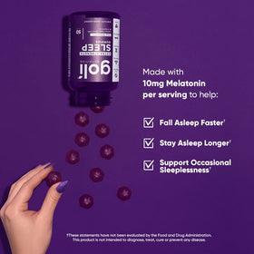 Goli Gummy Sommeil Extra Fort 10mg Melatonine étiquette de la bouteille
