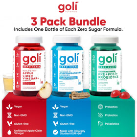 Goli Trio sans sucre 3-en-1 gummies bouteille ouverte