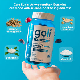 Goli Trio sans sucre gummies avec ingrédients visibles