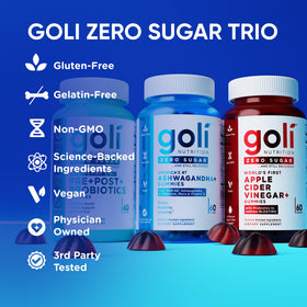 Goli Trio sans sucre gummies sur une table