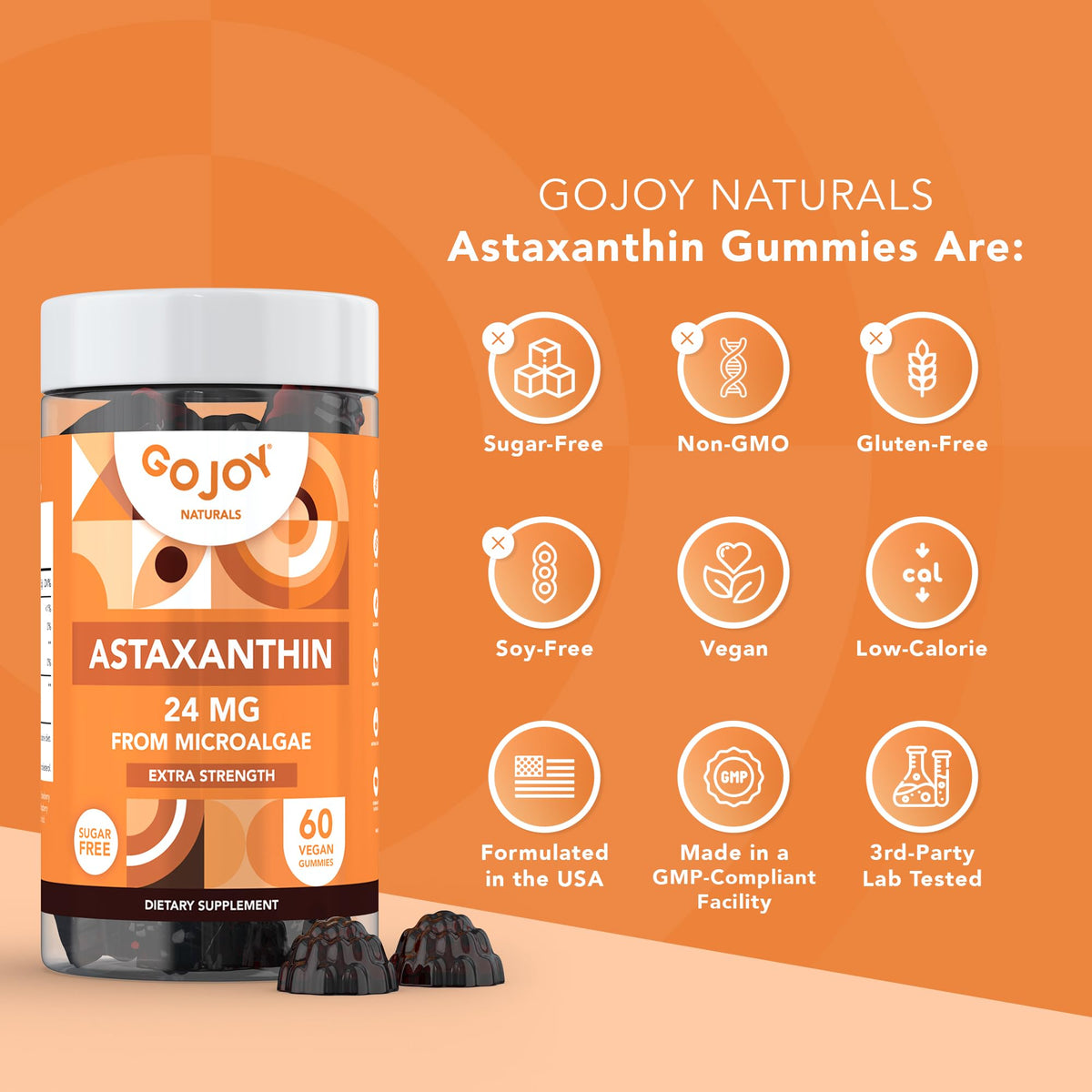 Gomme Astaxanthin GOJOY NATURALS montrant la texture