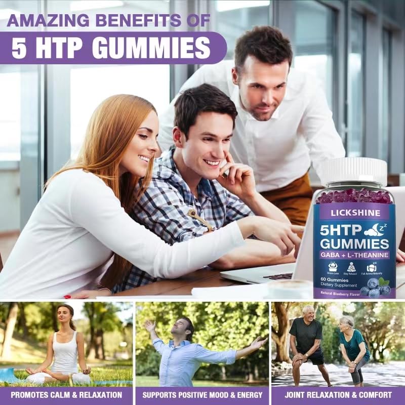 Gommes 5-HTP GABA de lickshine sur une table