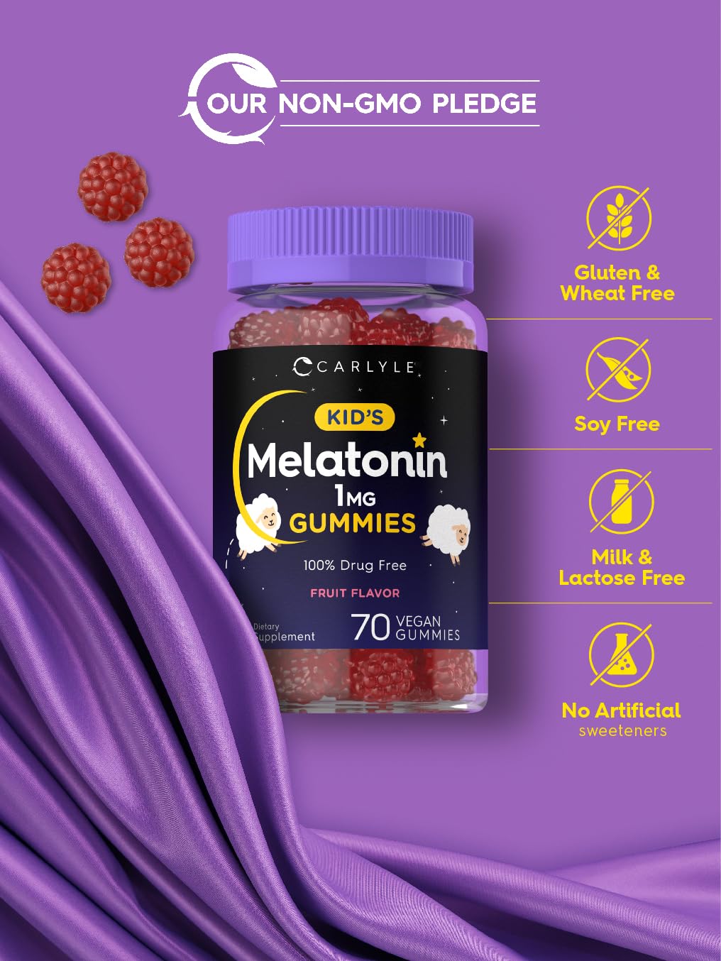 Gommes à la mélatonine Carlyle 1 mg dans une main d'enfant