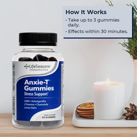 Gommes Anxie-T de LifeSeasons, présentation du produit sur une table