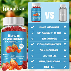 Gommes Ashwagandha Riyuetian avec étiquette