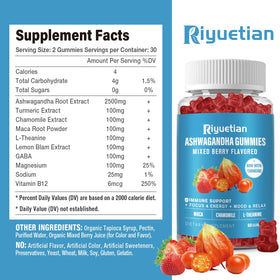 Gommes Ashwagandha Riyuetian vue de côté