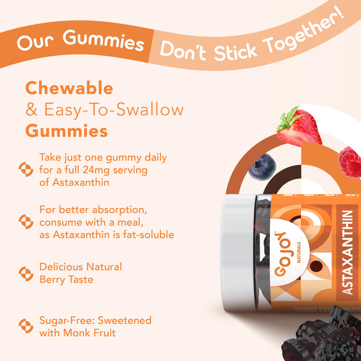 Gommes Astaxanthin GOJOY NATURALS avec fruits rouges