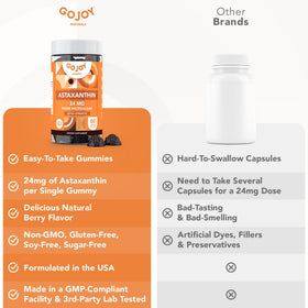 Gommes Astaxanthin GOJOY NATURALS sur un fond blanc