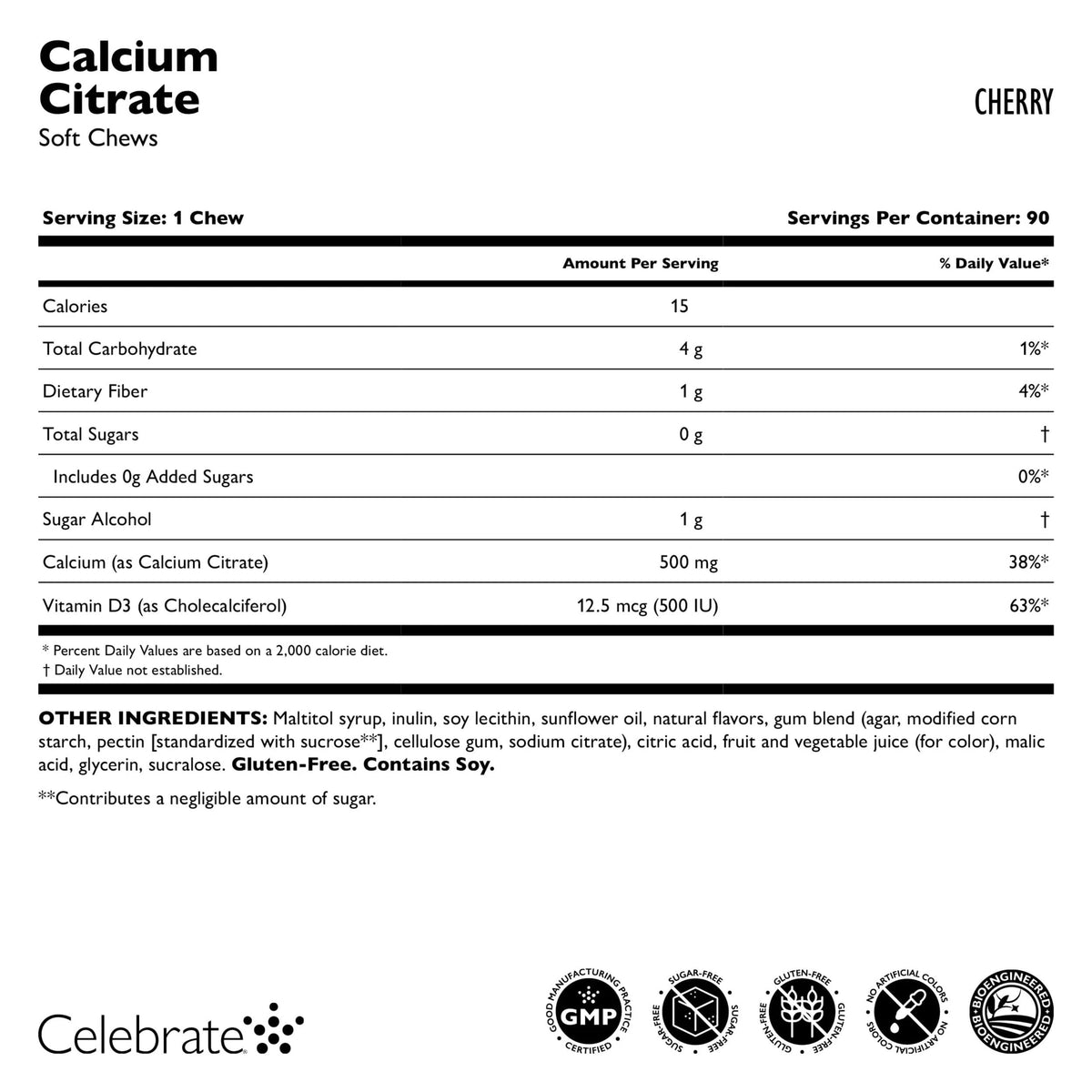 Gommes au calcium citrate 500mg cerise sur une table