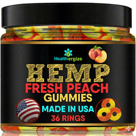 Gommes au Chanvre Pêche Healthergize paquet avant avec logo