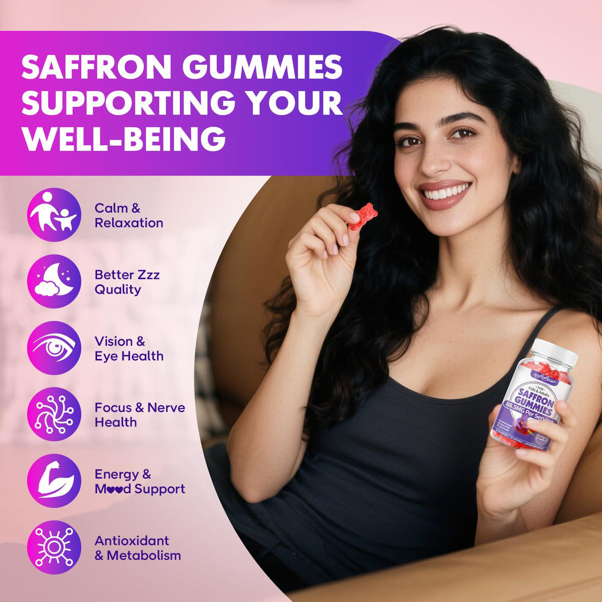 Gommes au safran softbear affichant les ingrédients sur l'emballage