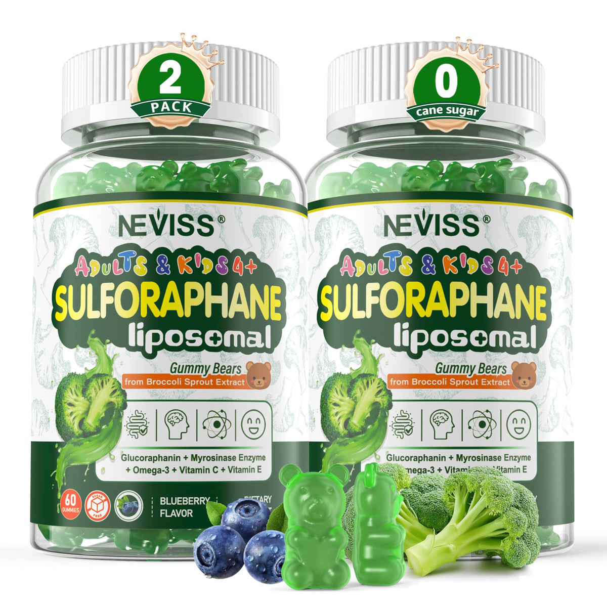 Gommes au sulforaphane NEVISS en boîte vue de face
