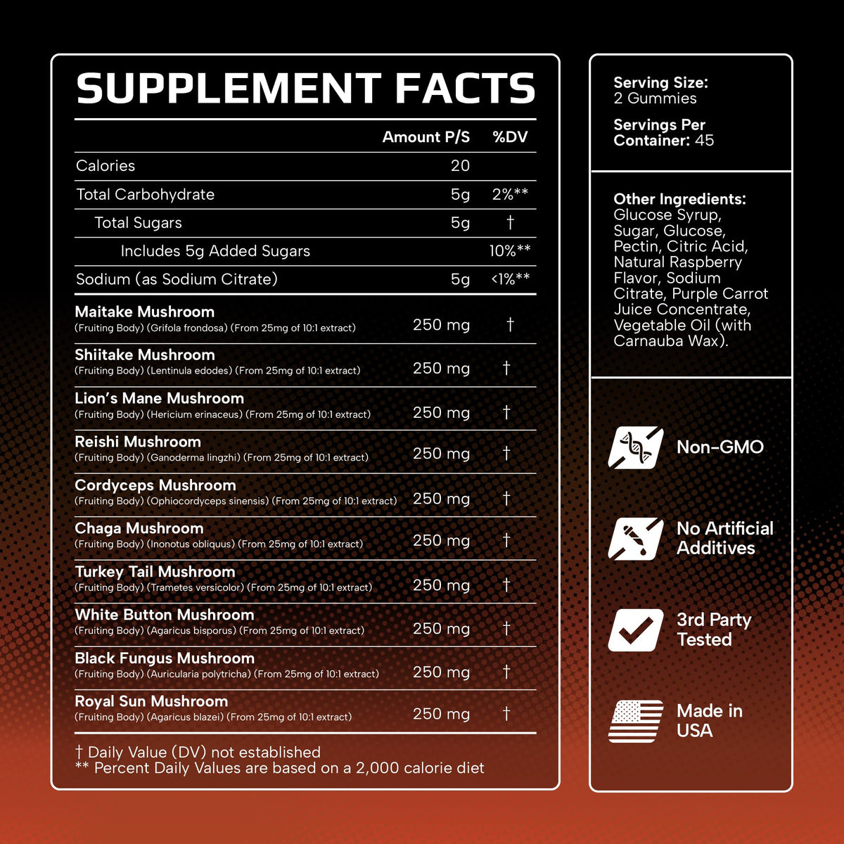 Gommes aux champignons Effective Nutra, détail de la texture