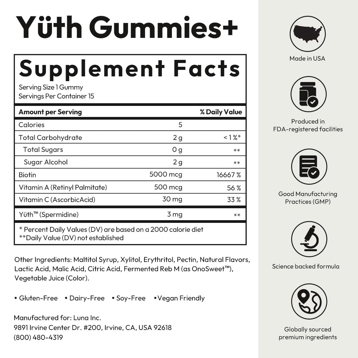 Gommes BIGVITA Yuth, présentation avec des fruits