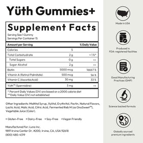 Gommes BIGVITA Yuth, présentation avec des fruits