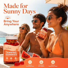 Gommes Bronzii Tanning Gummies avec main tenant le pot