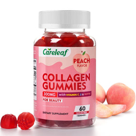 Gommes collagène careleaf 300mg en pot de 60 gummies saveur pêche