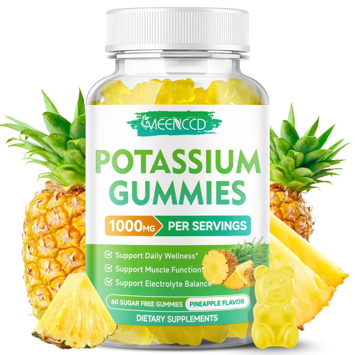 Gommes de Citrate de Potassium MEENCCD 1000mg saveur ananas avant
