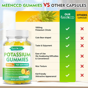 Gommes de citrate de potassium MEENCCD sur une table en bois