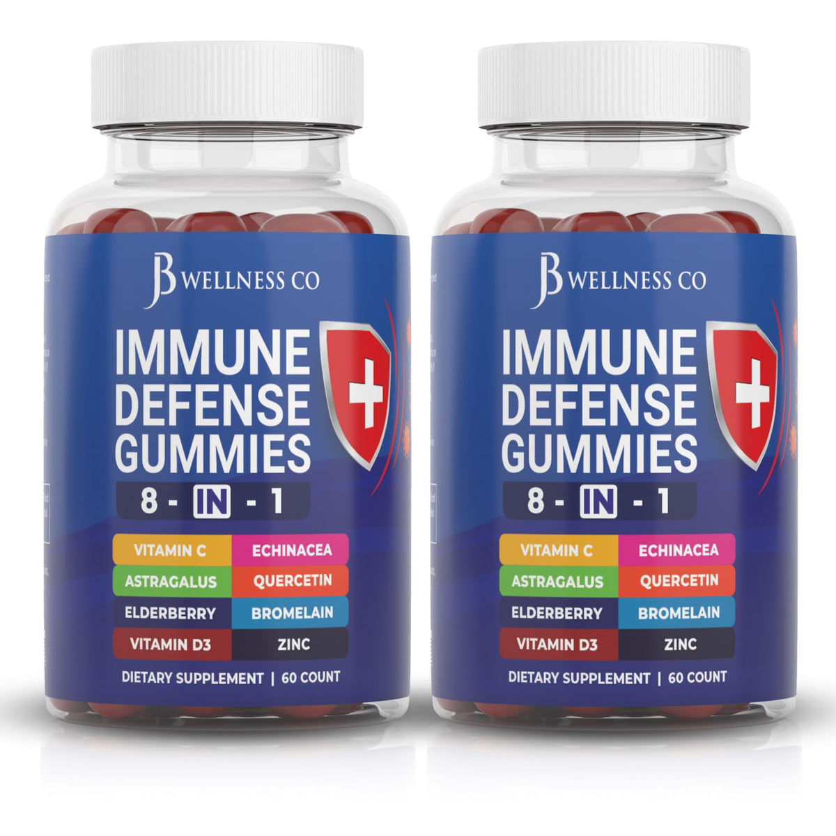 Gommes de complément alimentaire 8 en 1 JB Wellness Co, emballage avant