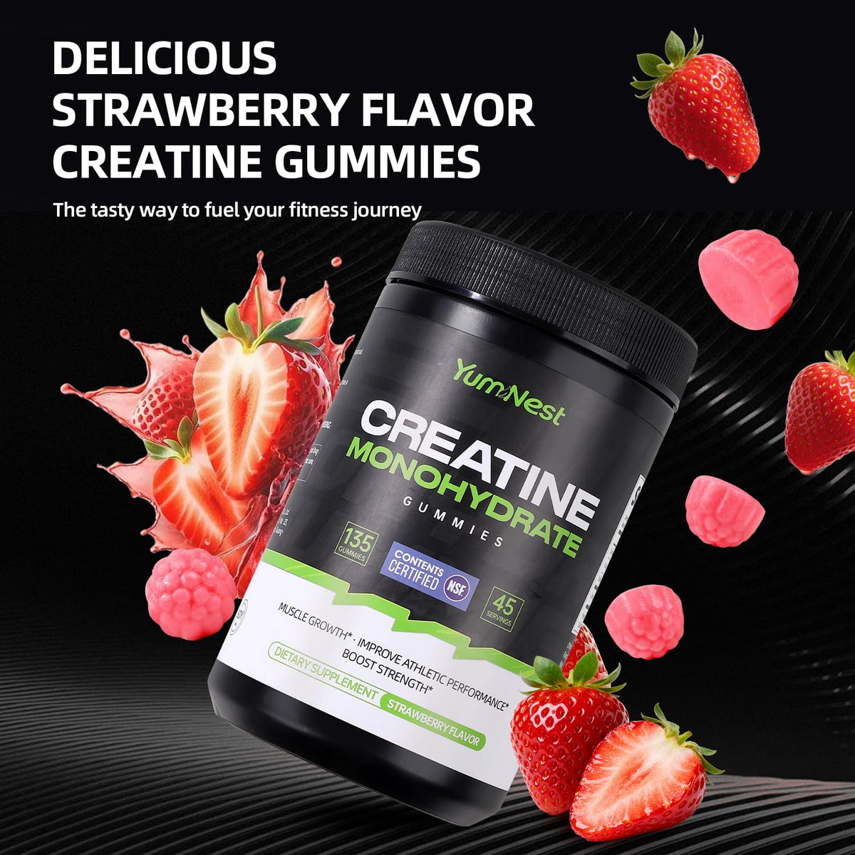 Gommes de créatine YumNest vue arrière avec informations nutritionnelles
