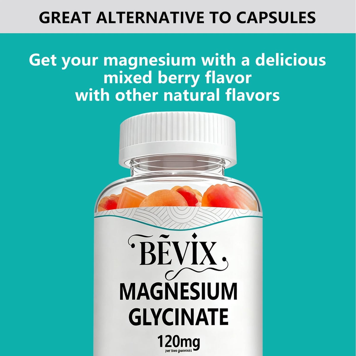 Gommes de magnésium glycinate BEVIX avec fruits