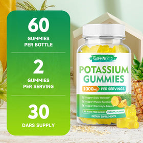 Gommes de potassium MEENCCD sur une assiette blanche