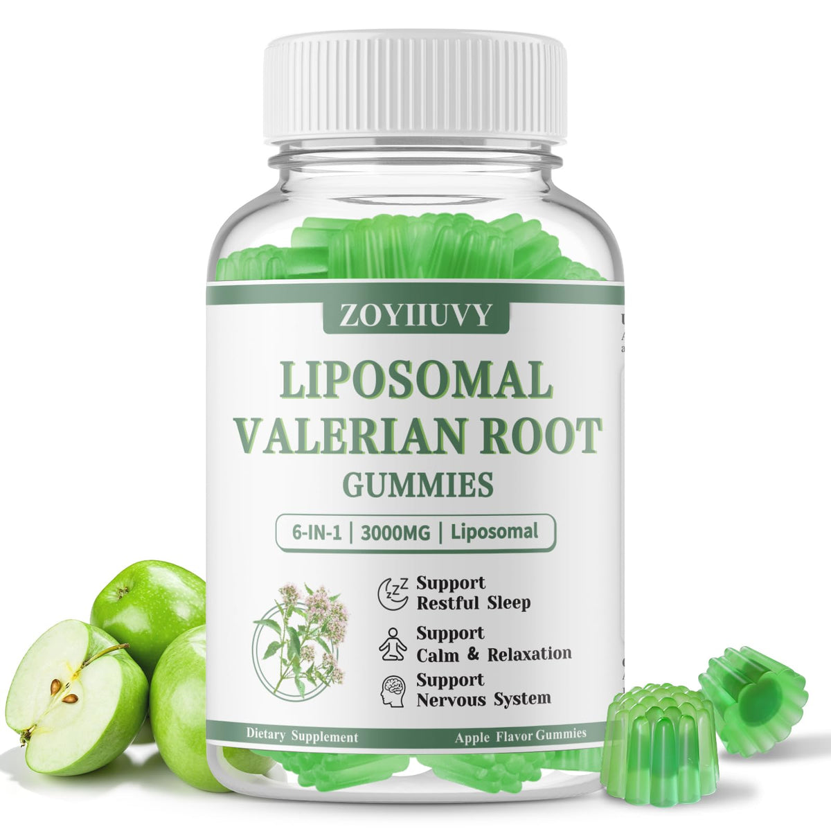 Gommes de racine de valériane ZOYIIUVY 3000mg, pot de 60 pièces