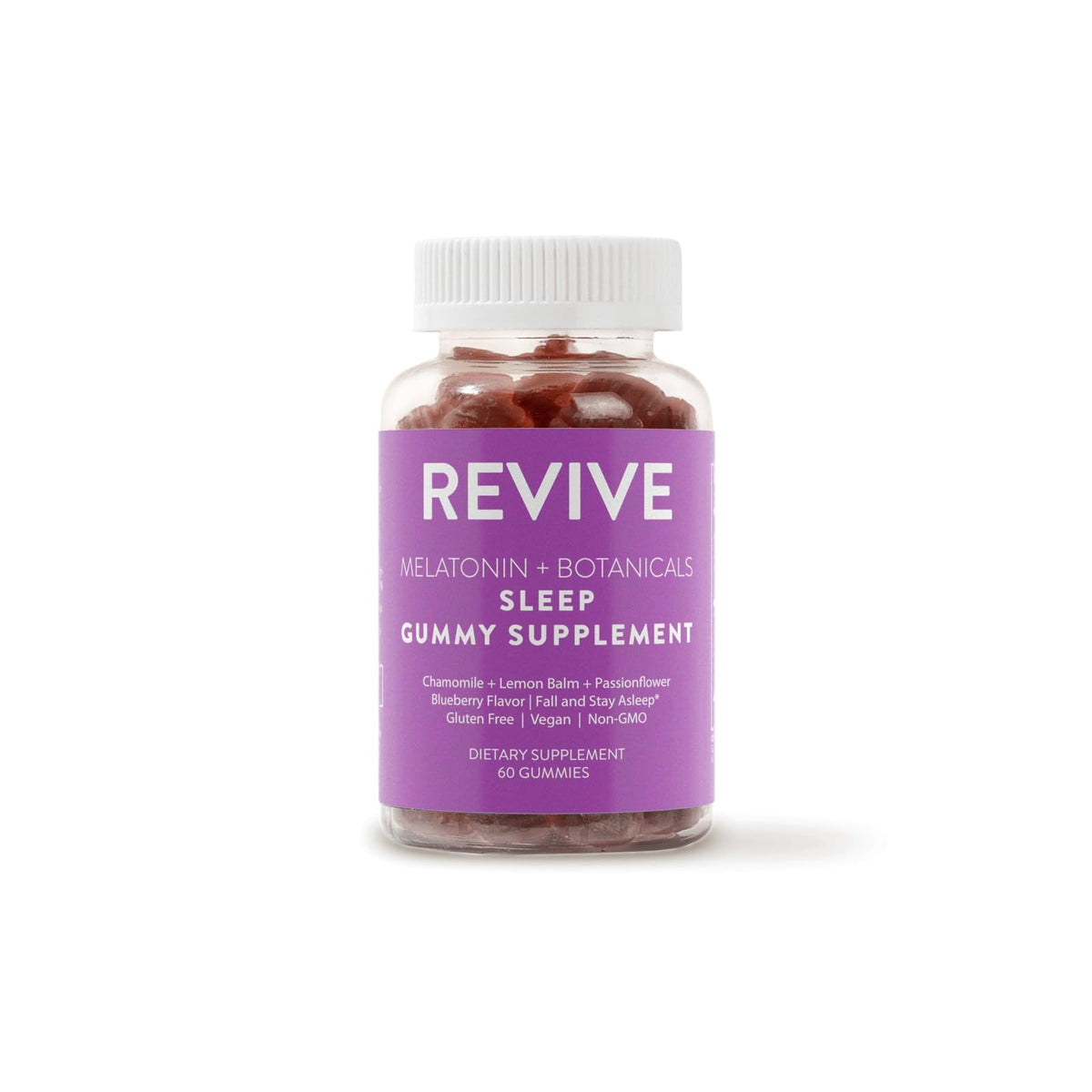 Gommes de sommeil REVIVEEO avec saveur de myrtille, vue de face