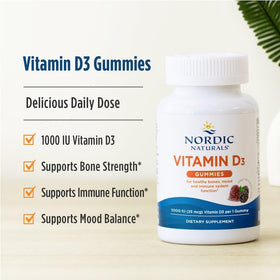 Gommes de Vitamine D3 Nordic Naturals, taille et texture