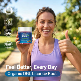 Gommes DGL IIEltruiom avec des ingrédients naturels autour