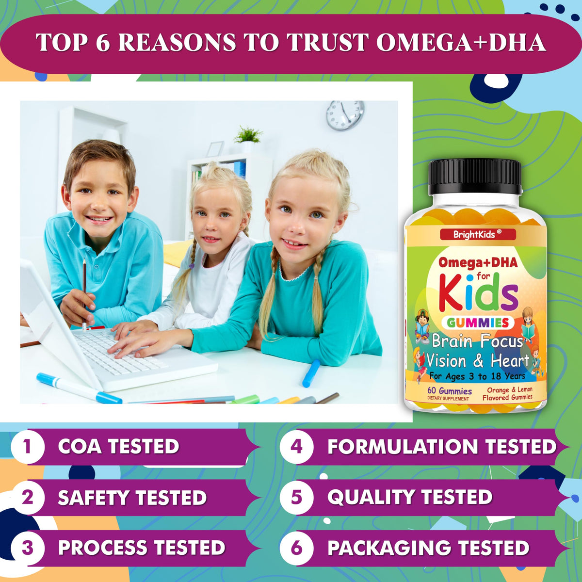 Gommes DHA BrightKids avec une main d'enfant
