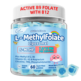 Gommes Fleamart L-Méthylfolate 15mg devant un fond blanc