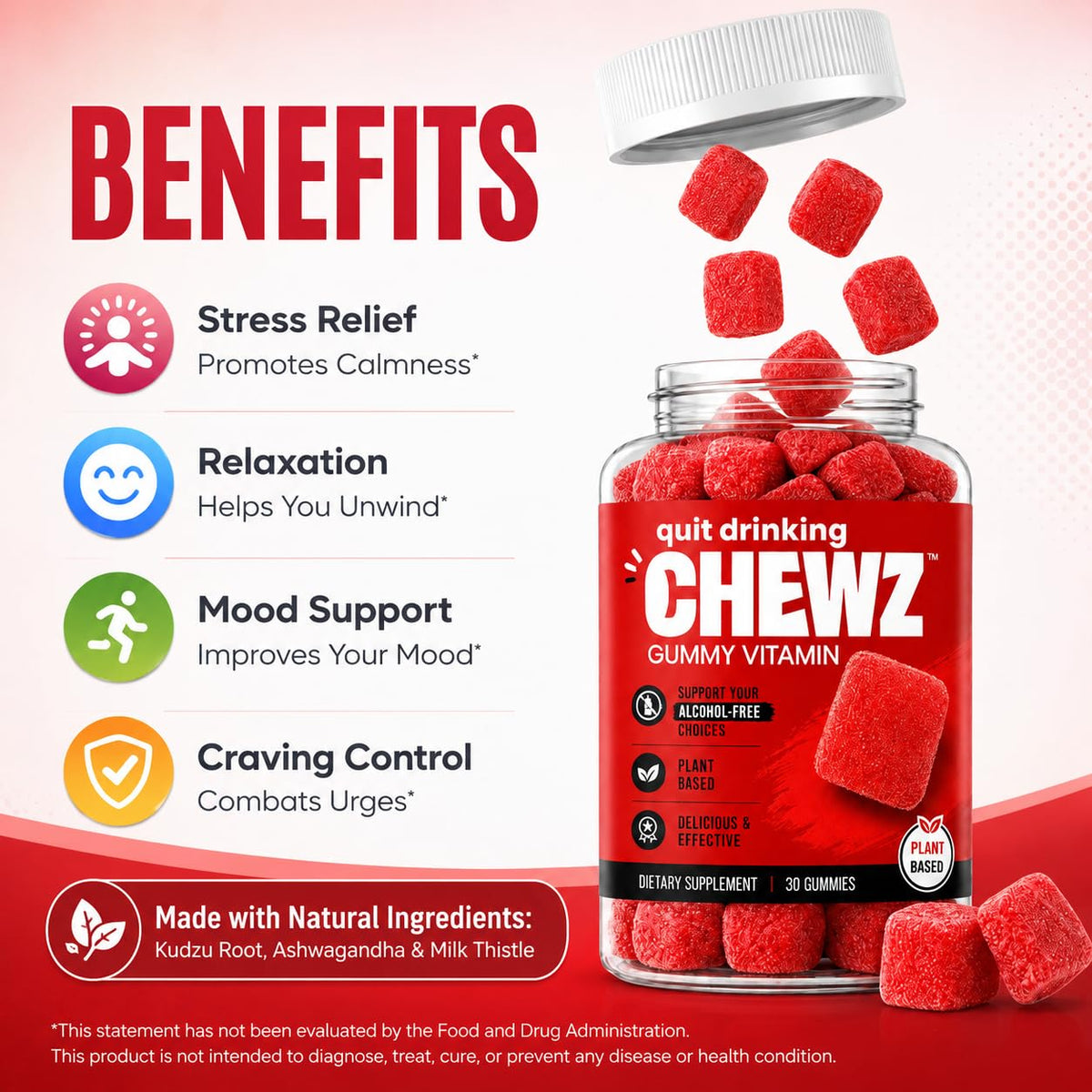 Gommes Health Chews Anti-Alcool 181g en gros plan
