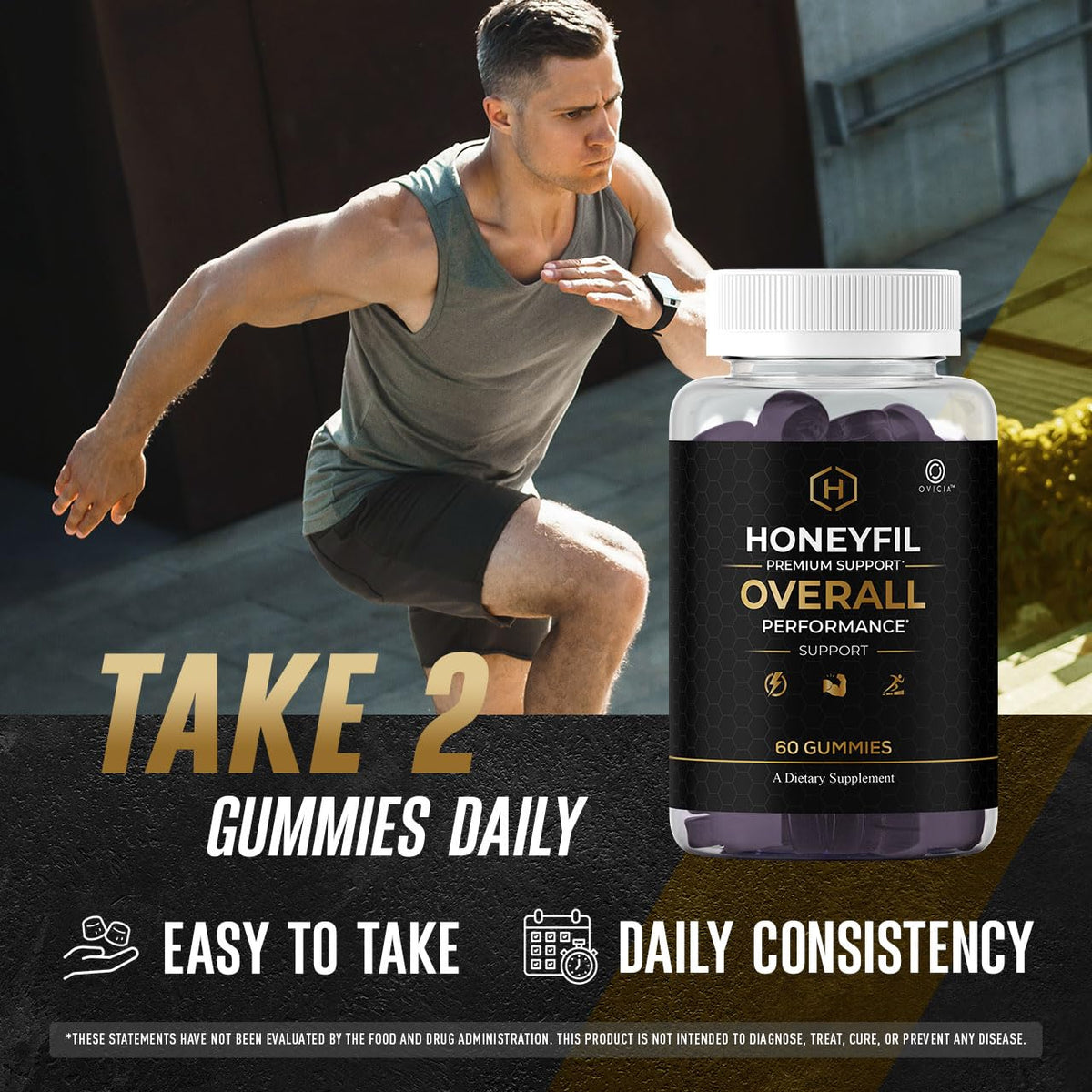Gommes Honeyfil sur une table en bois, mises en scène