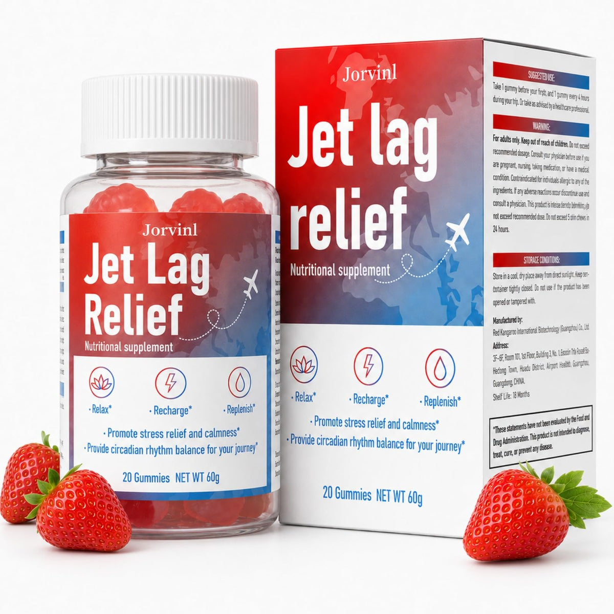 Gommes Jorvinl Anti-Fatigue pour Voyage en vue de face