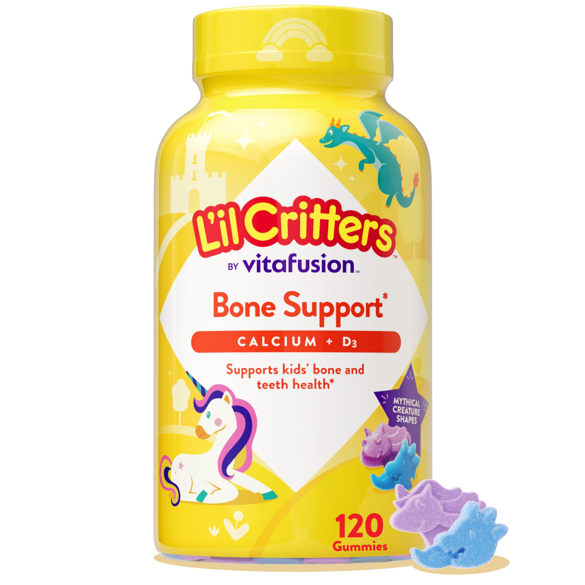 Gommes L'il Critters calcium et vitamine D3 en bouteille de 120 unités