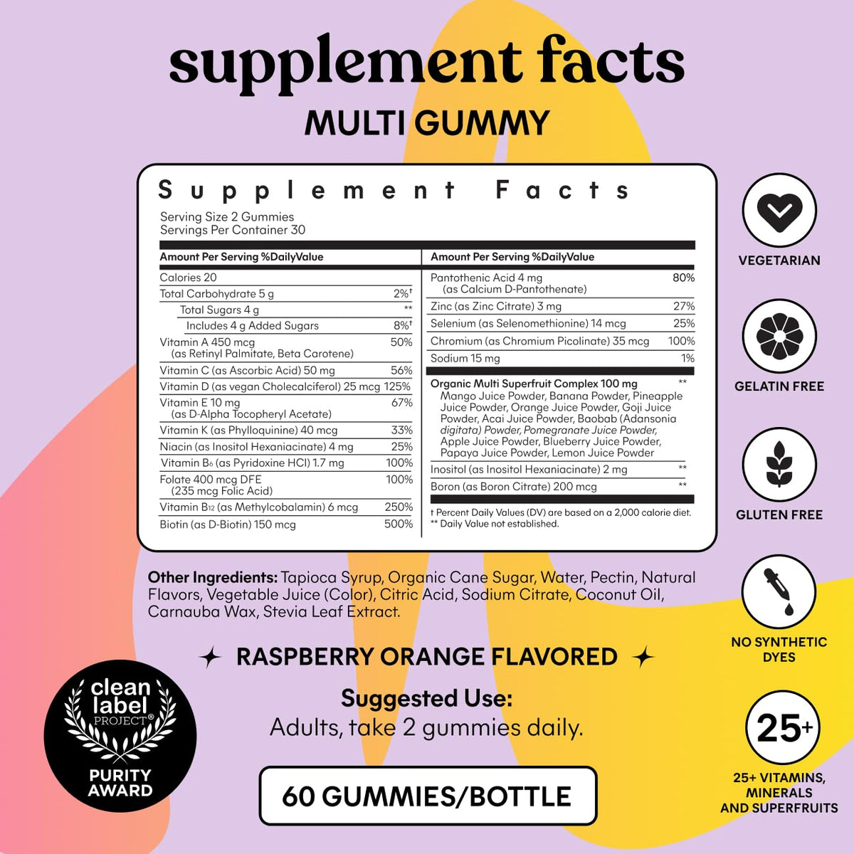 Gommes Lemme Multivitamines sur un plan de travail
