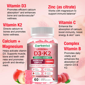 Gommes liposomales Darkenlst D3 K2, vue de côté