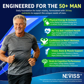 Gommes multivitamines NEVISS 50+ avec étiquettes des ingrédients