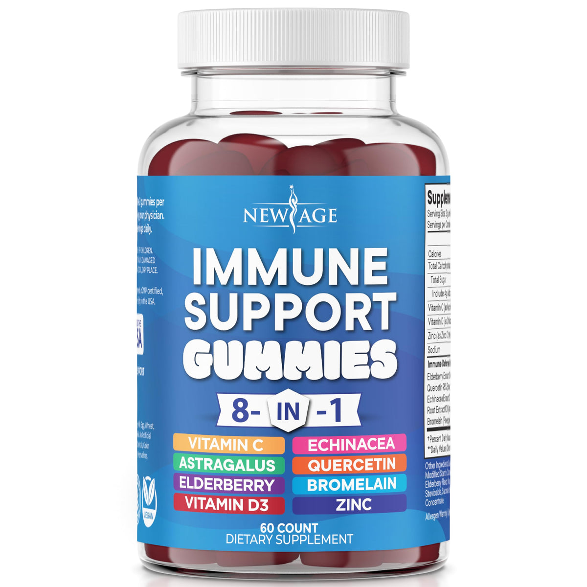 Gommes NEW AGE 8 en 1 avec Sureau et Zinc, vue avant