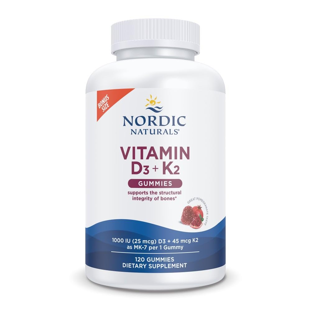 Gommes Nordic Naturals Vitamine D3 + K2 au grenade vue de face