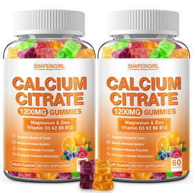 Gommes SHAPEINGIRL calcium 1200mg avec vitamines D3 et K2, vue de face