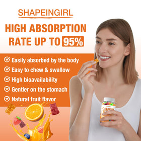 Gommes SHAPEINGIRL calcium avec étiquette détaillant les ingrédients