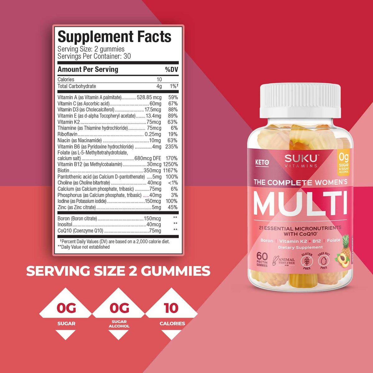 Gommes SUKU sur une table avec des fruits frais en arrière-plan