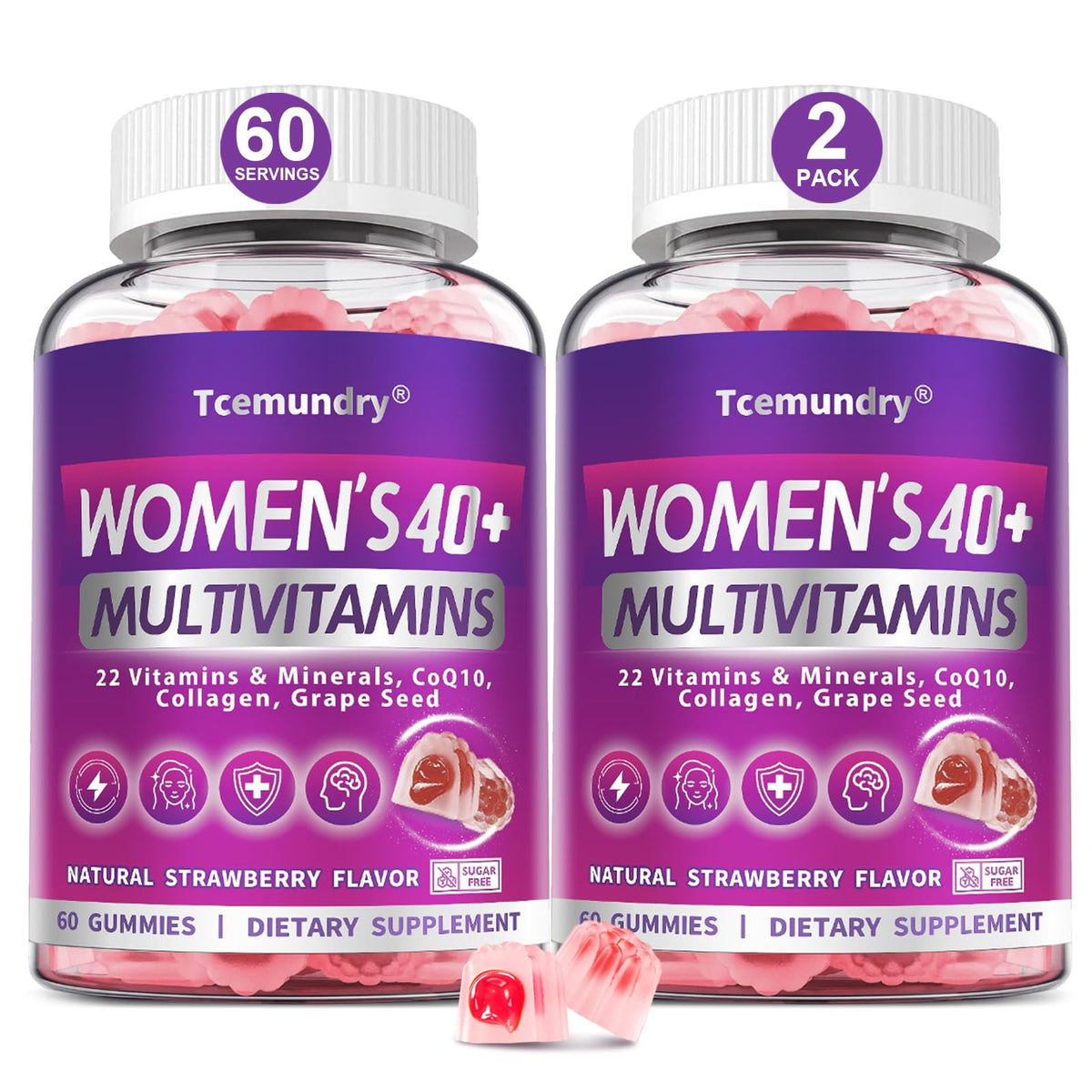 Gommes Tcemundry Multivitamine Methylée Femme 40+ vue de face