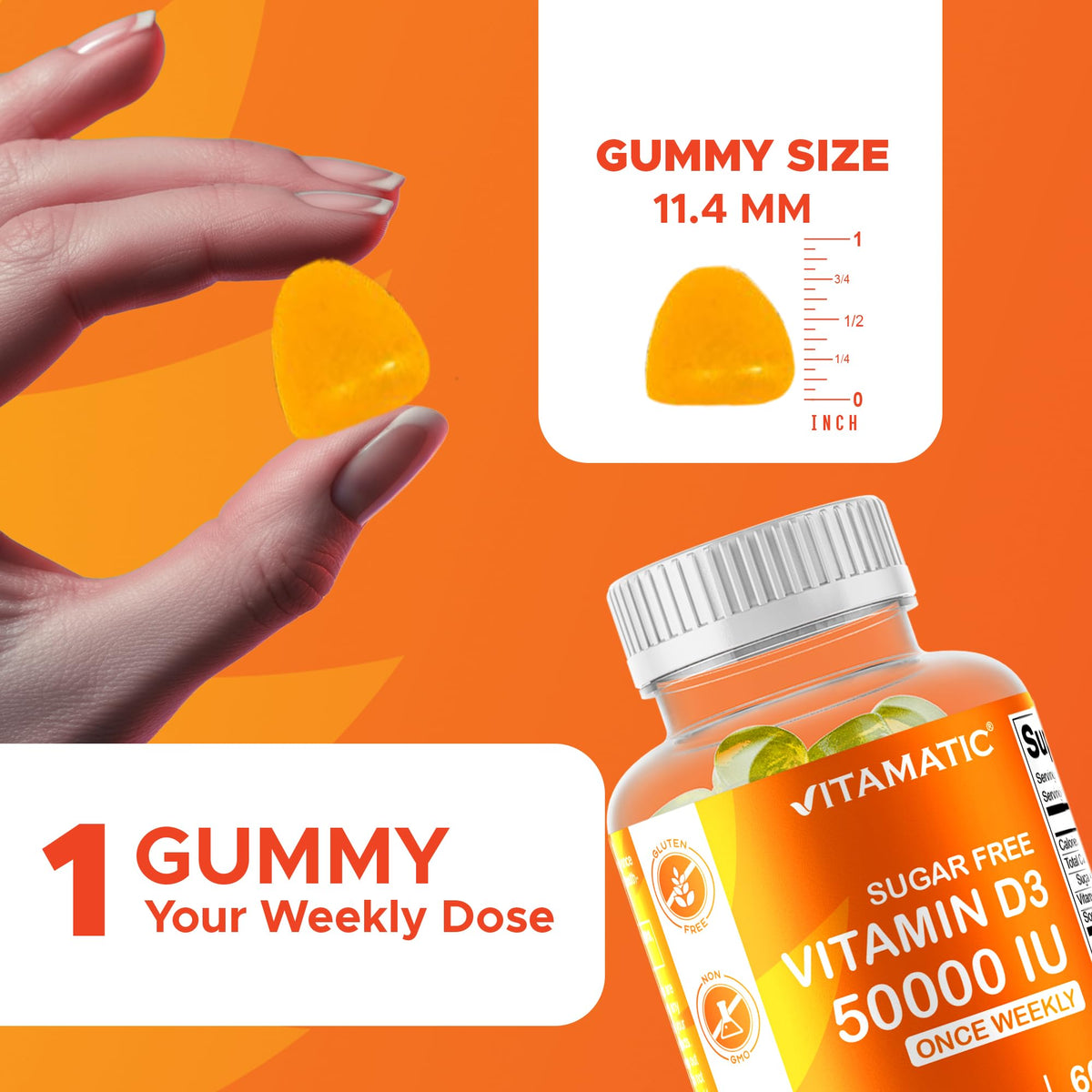 Gommes Vitamatic Vitamine D3 sur une surface en bois