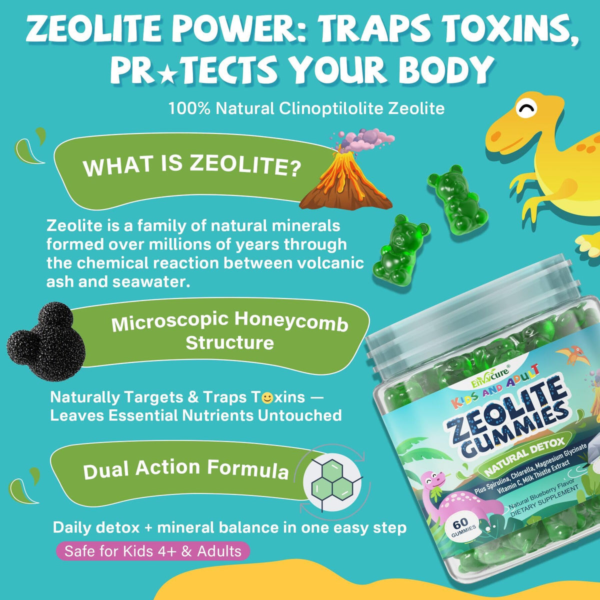 Gommes Zeolite EnvyCure à l'intérieur du pot