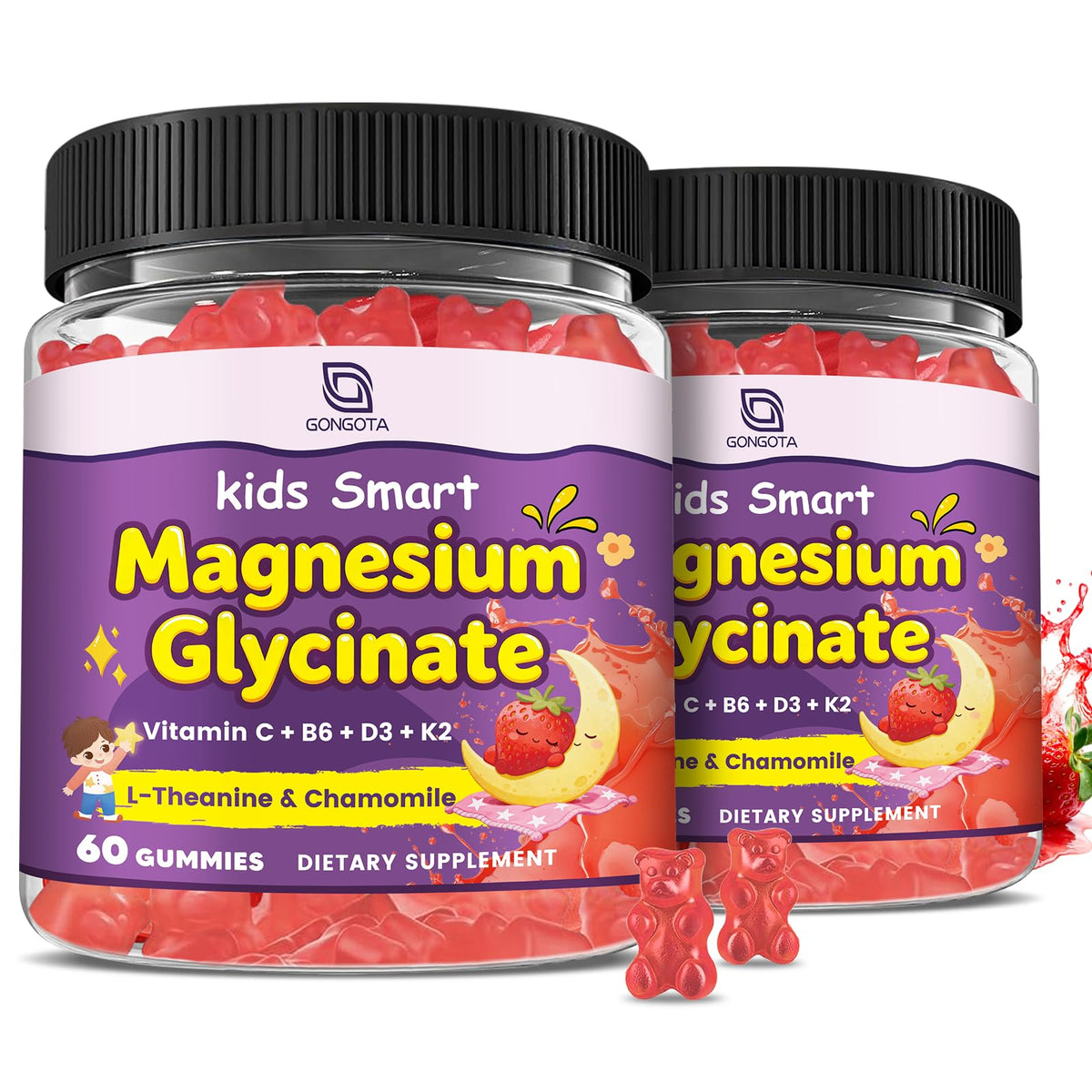 GONGOTA Gummies de Magnésium 400/200mg bouteille vue avant