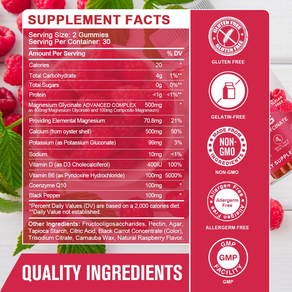 GONGOTA Gummies de Magnésium Glycinate 400 mg, gummies dans une main